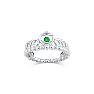 Crown Shaped Ring With Tsavorite Garnet In Sterling Silver 925
